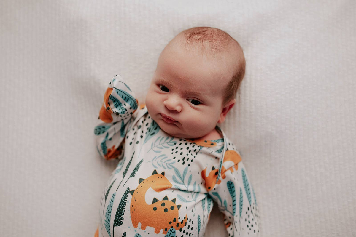 Three Little Tots - Dinosaur Animal Print Zoo Knotted Gown — alternate product image, view 13