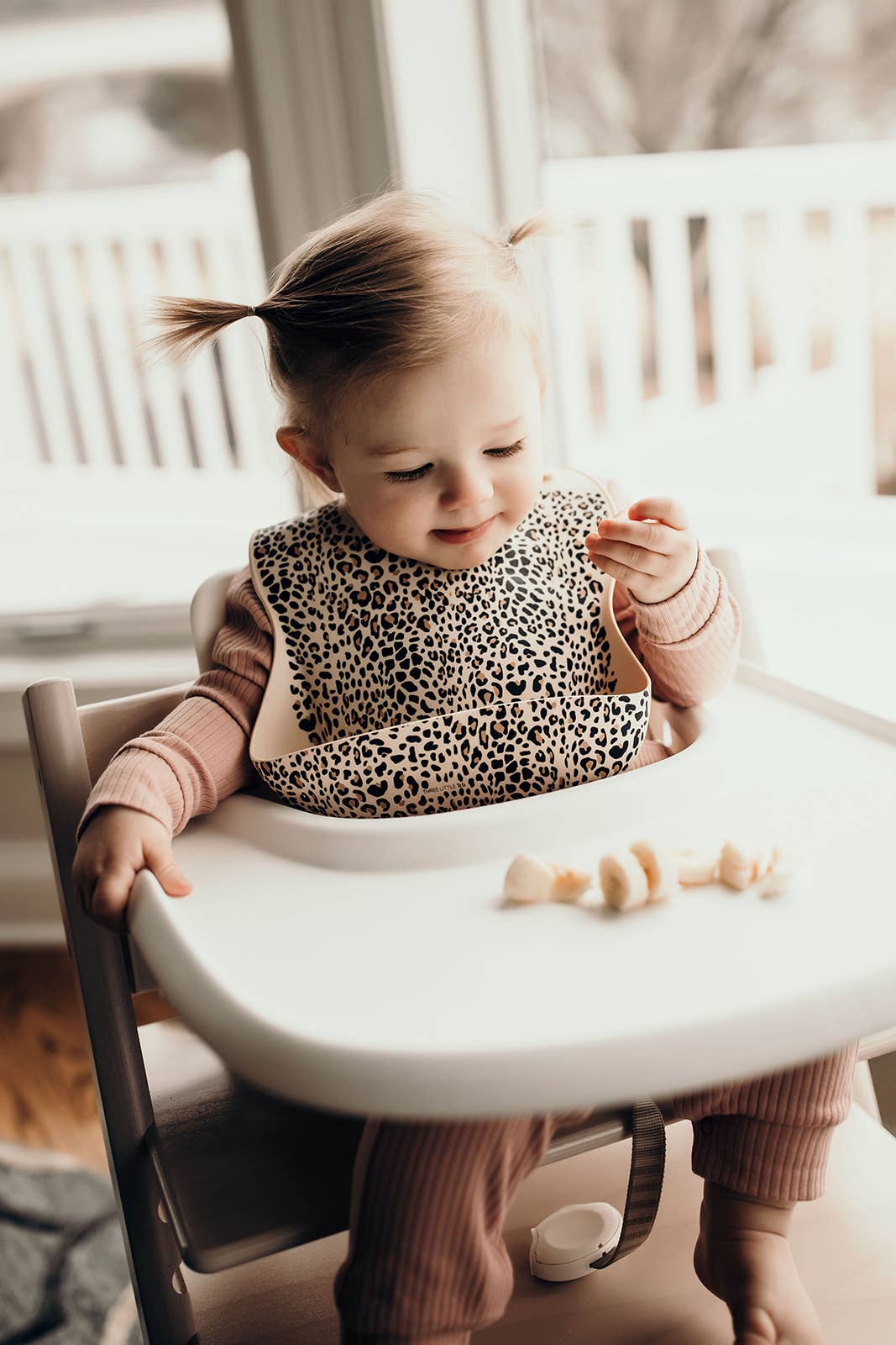 Three Little Tots - Leopard Print Silicone Bib with Crumb Catcher — alternate product image, view 6