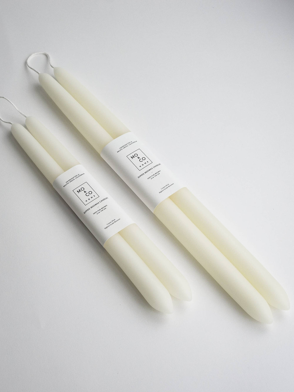 Mo&Co Home - Natural White | Dipped Beeswax Taper Candles | All Natural