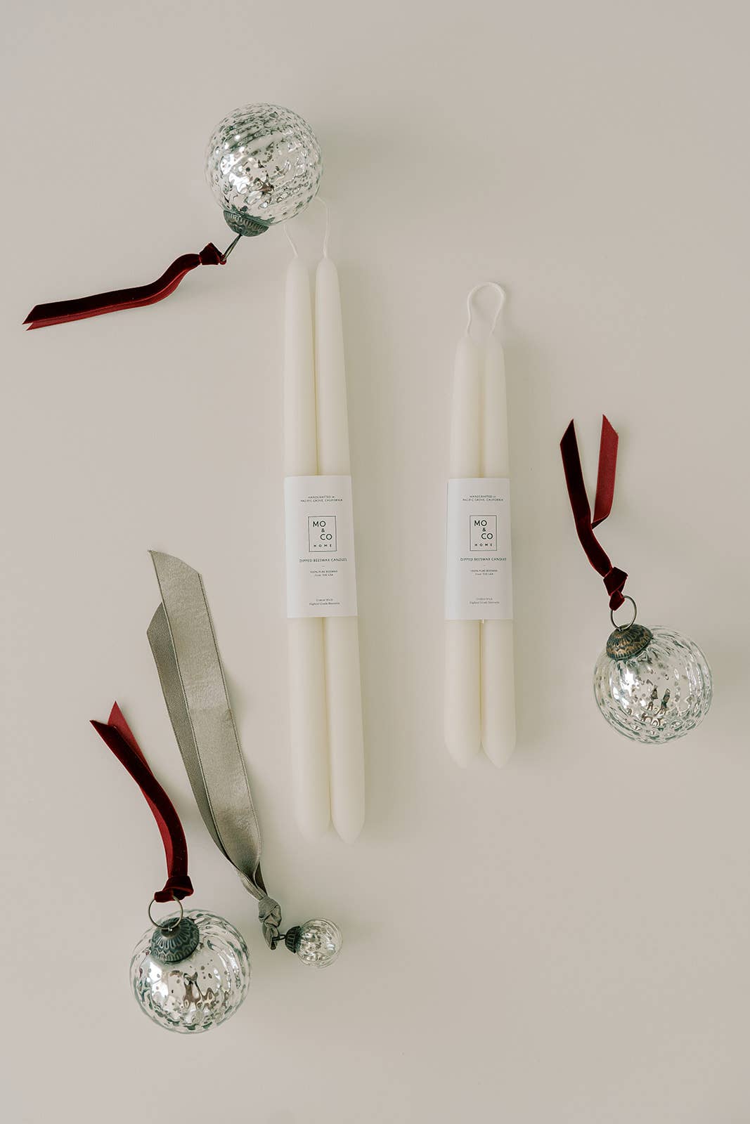 Mo&Co Home - Natural White | Dipped Beeswax Taper Candles | All Natural