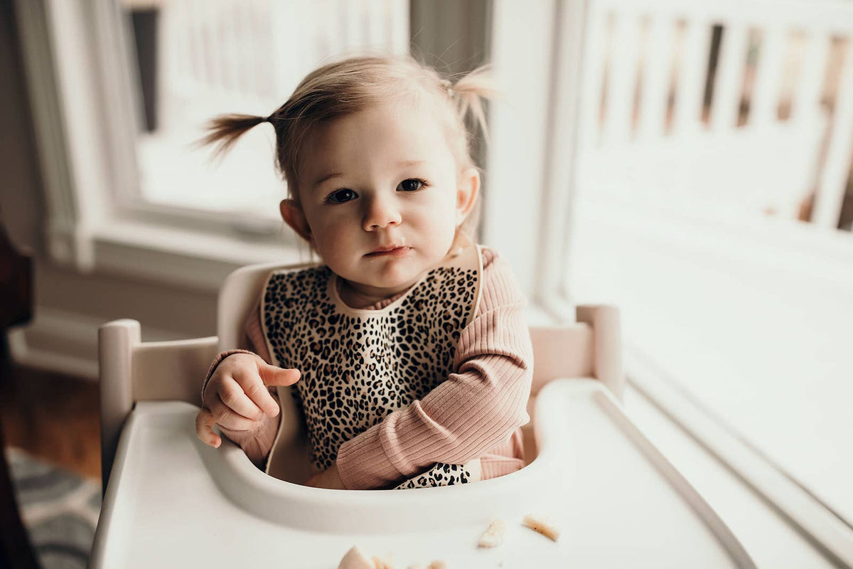 Three Little Tots - Leopard Print Silicone Bib with Crumb Catcher — alternate product image, view 2