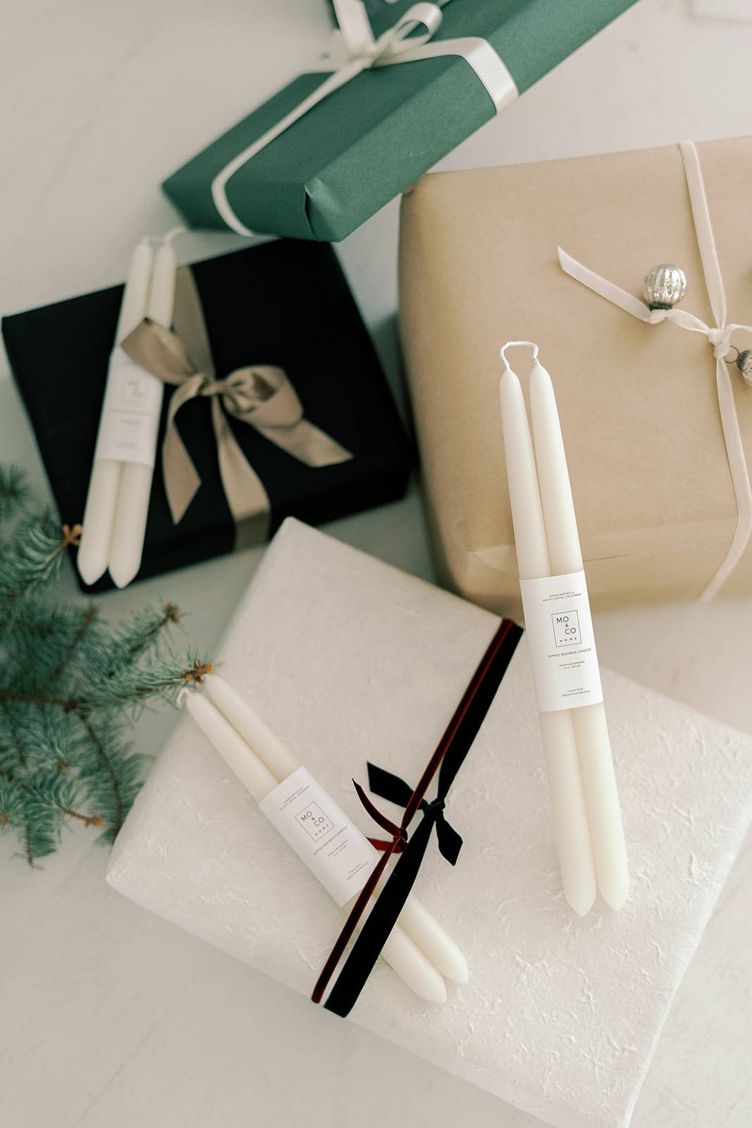 Mo&Co Home - Natural White | Dipped Beeswax Taper Candles | All Natural