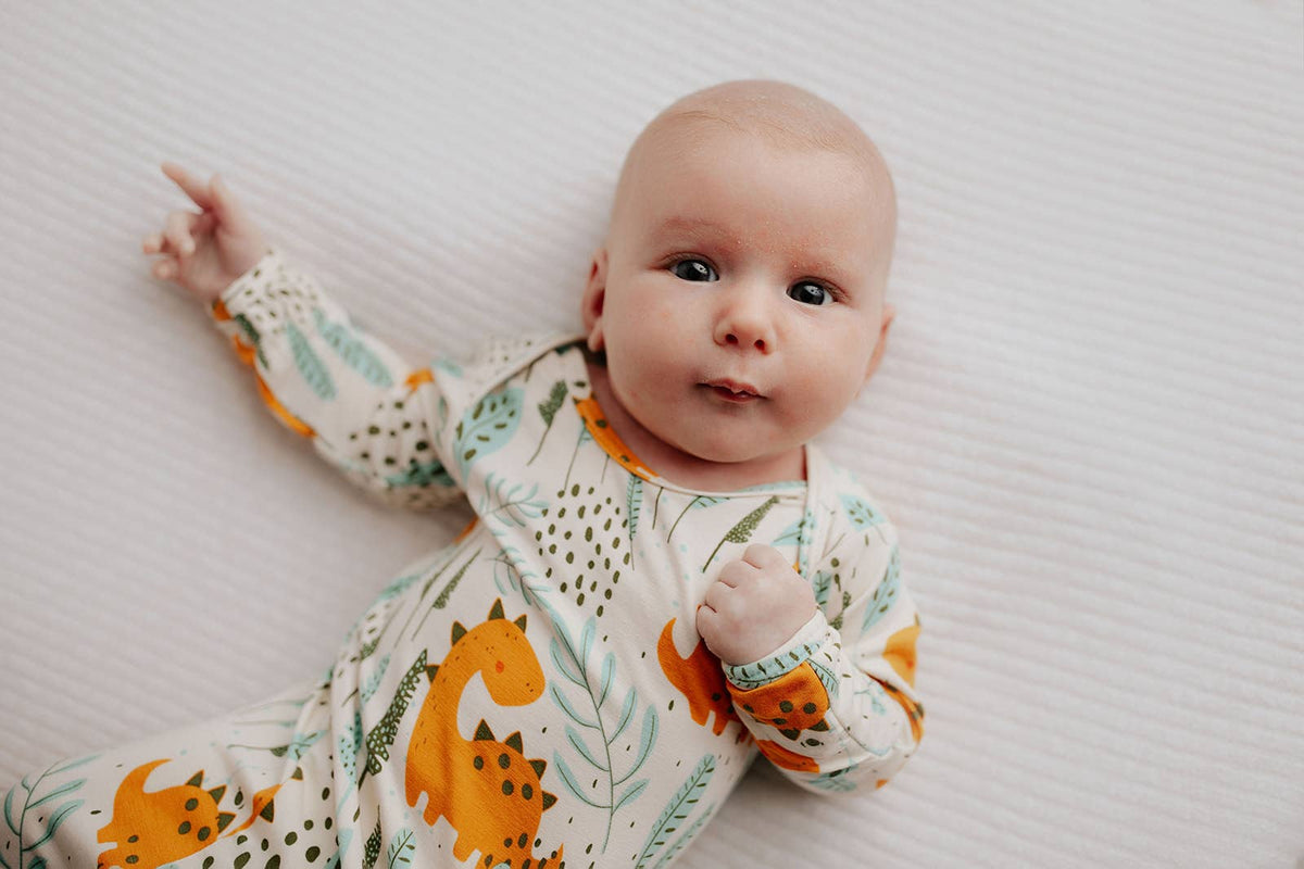 Three Little Tots - Dinosaur Animal Print Zoo Knotted Gown — alternate product image, view 24