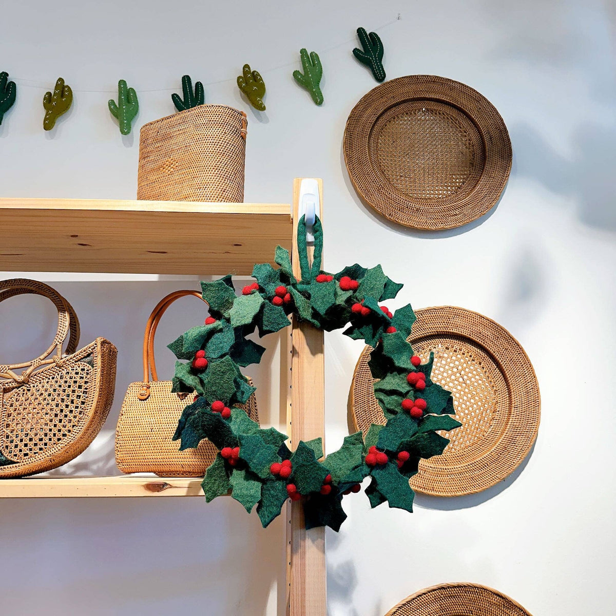 Ganapati - Felt Christmas Wreath - Holly Wreath