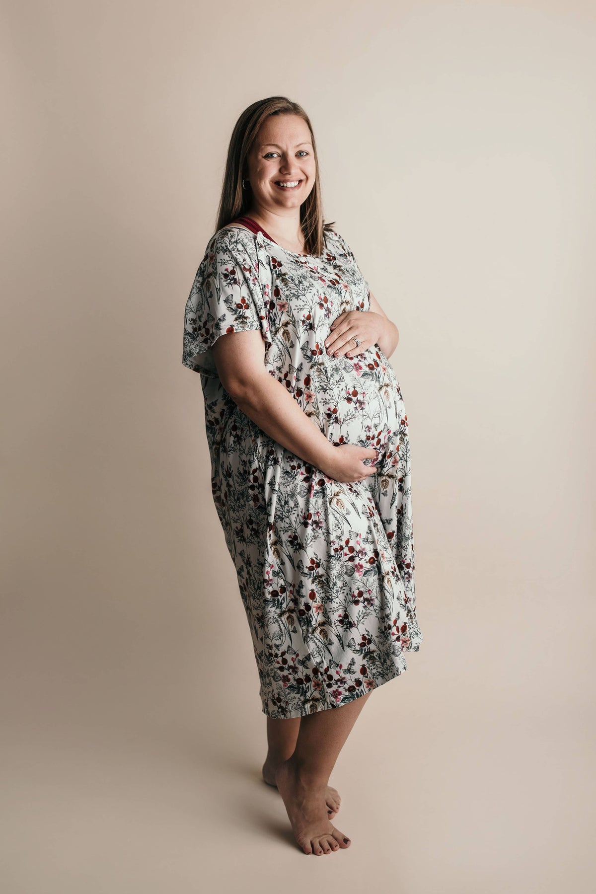 Three Little Tots - Floral Mommy Labor and Delivery/ Nursing Gown — alternate product image, view 18