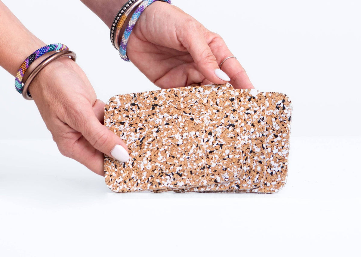 KORK & Inspired by KORK - Set of 4 Cork Coasters--Recycled Flip Flops w/cork--Black & White