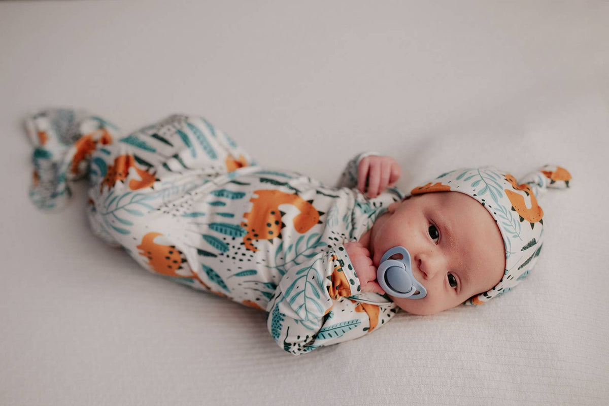Three Little Tots - Dinosaur Animal Print Zoo Knotted Gown — alternate product image, view 15