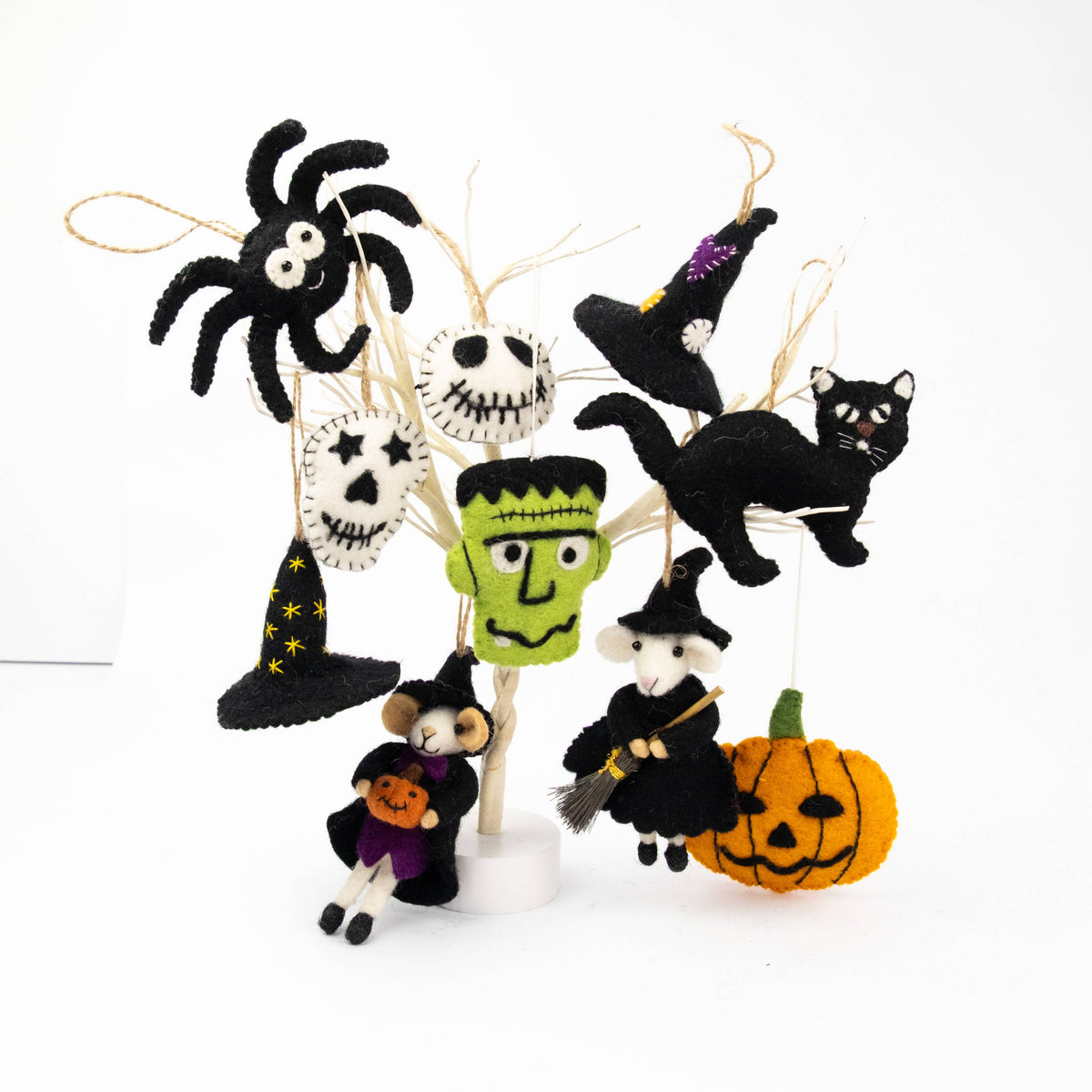 The Winding Road - Ornament - Halloween Decor - Spider — assorted felt Halloween hanging ornaments