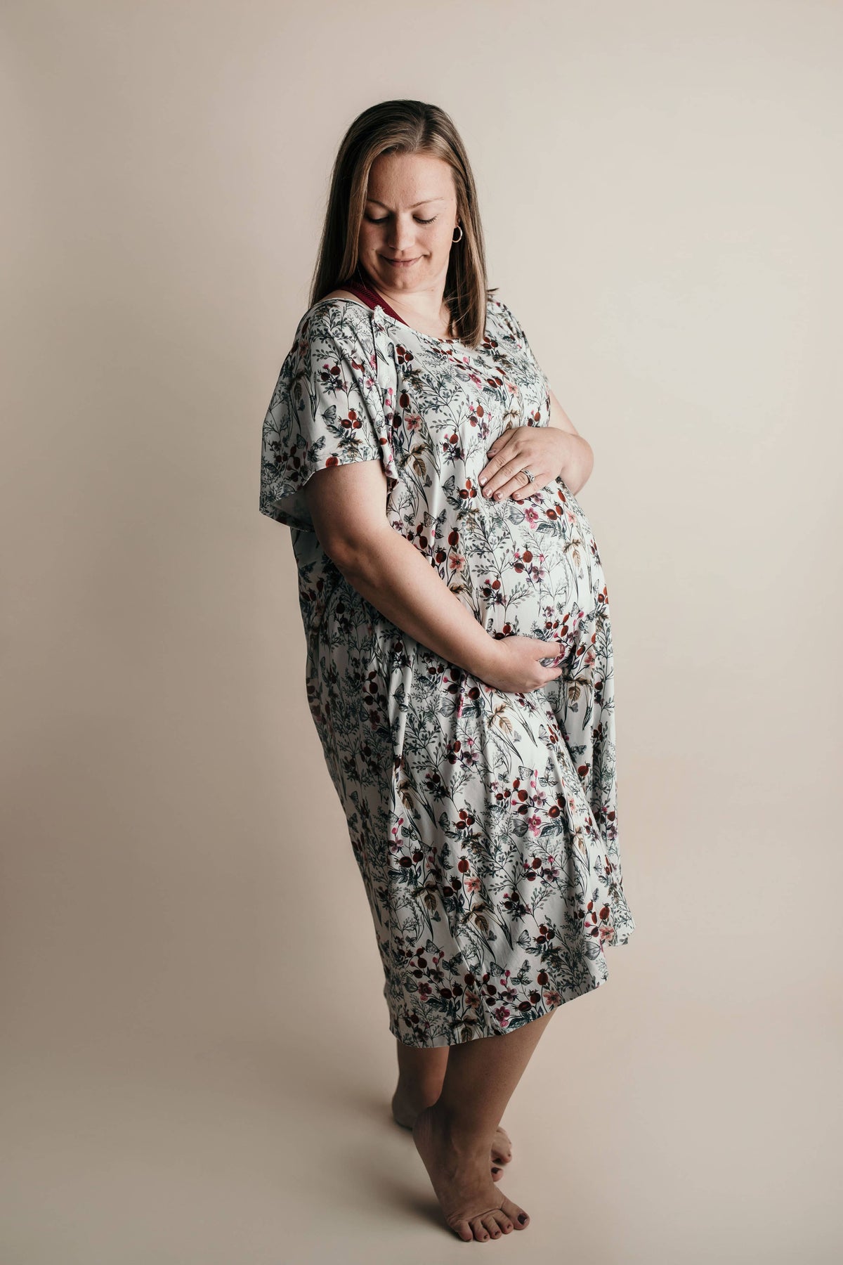 Three Little Tots - Floral Mommy Labor and Delivery/ Nursing Gown — alternate product image, view 19