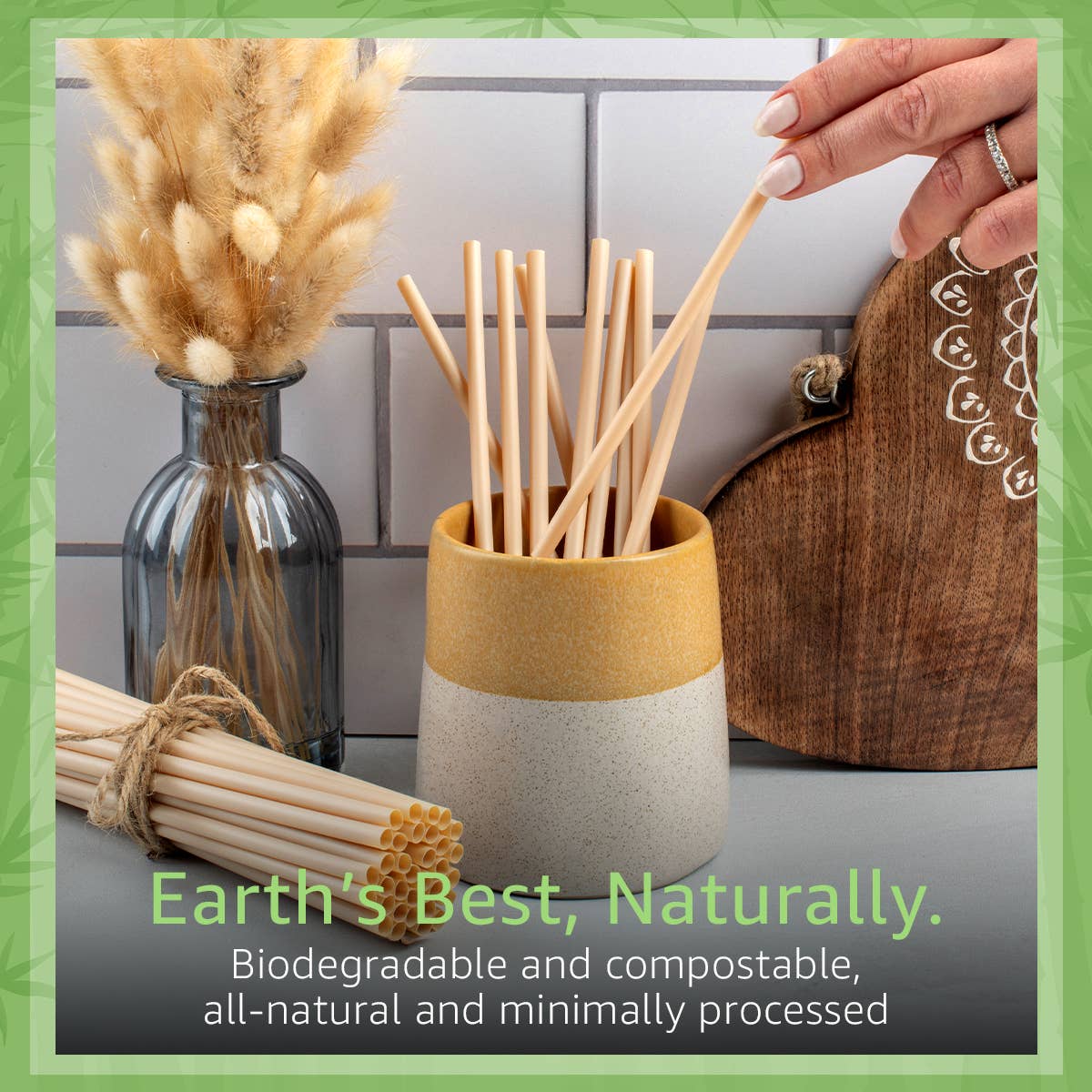 Bulk Bamboo Disposable Straws - Wrapped - 1000 Straws