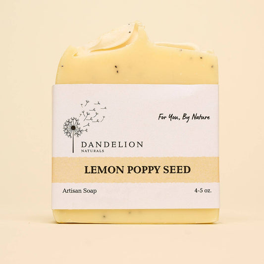 Dandelion Naturals - Jabón en barra de limón y semillas de amapola | Jabón en barra exfoliante | Jabón en barra