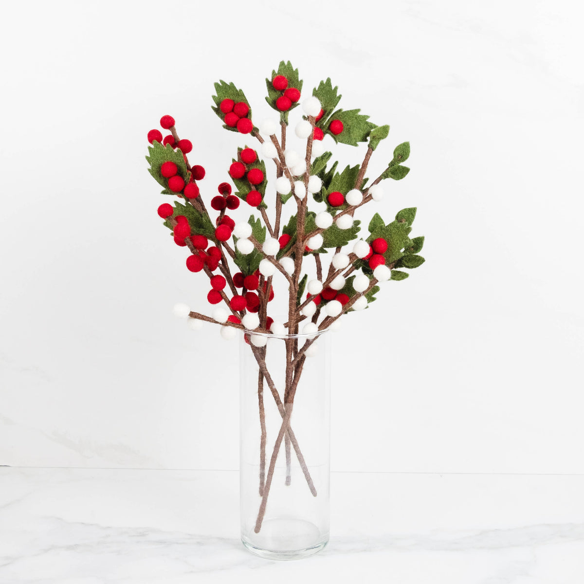 The Winding Road - Felt Décor - Red & White Holly Berry
