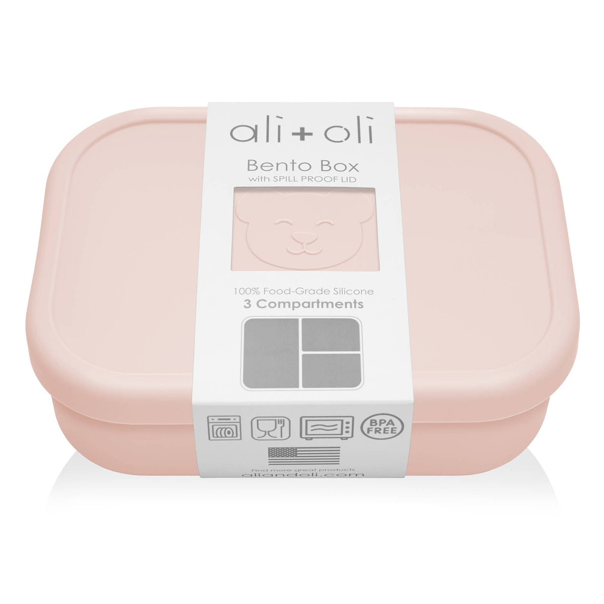 Ali+Oli - Ali+Oli Leakproof Silicone Bento Box (Blush) Back to School