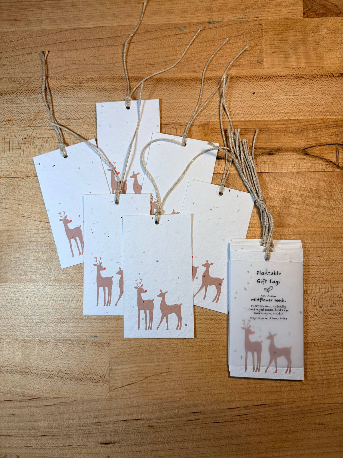 The Raven’s Edge Studio - Plantable Holiday Gift Tags: Eco Friendly Set of 6, Reindeer