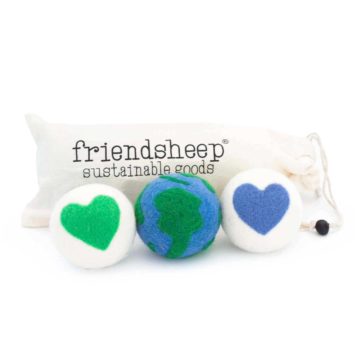 Friendsheep - Love Your Mama Eco Wool Dryer Balls - (Earth, Hearts)