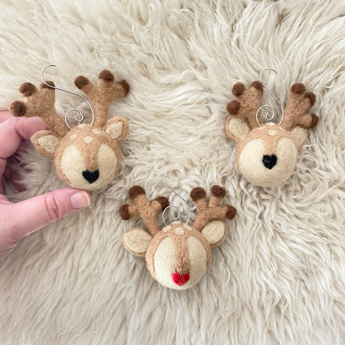 Adornos de reno de fieltro de Sheep Farm Felt (exclusivo de SFF)