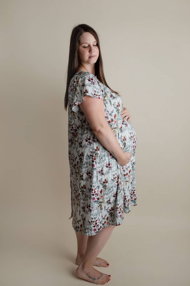 Three Little Tots - Floral Mommy Labor and Delivery/ Nursing Gown — alternate product image, view 24