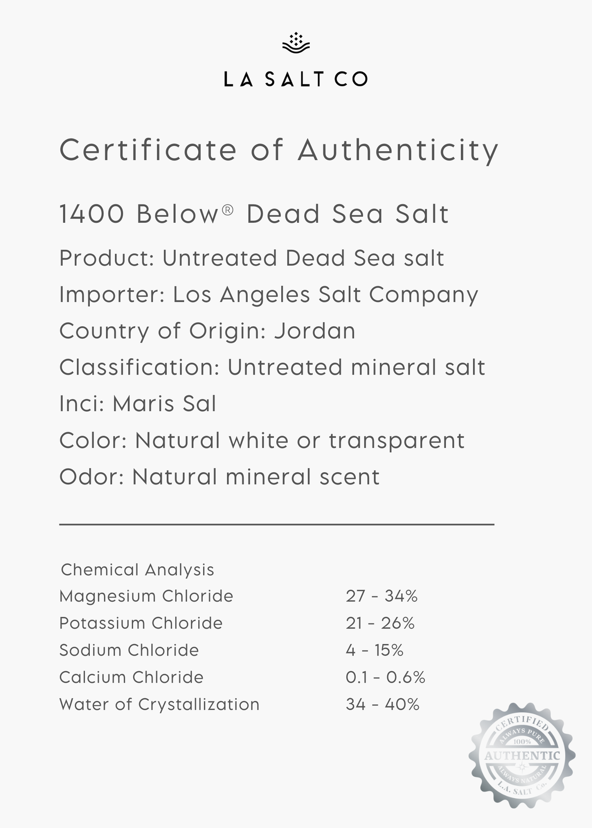 Los Angeles Salt Company - Dead Sea Salt
