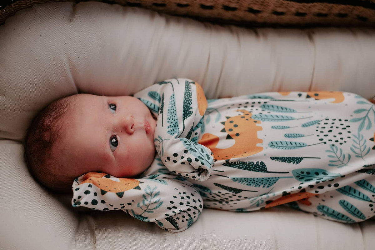 Three Little Tots - Dinosaur Animal Print Zoo Knotted Gown — alternate product image, view 18