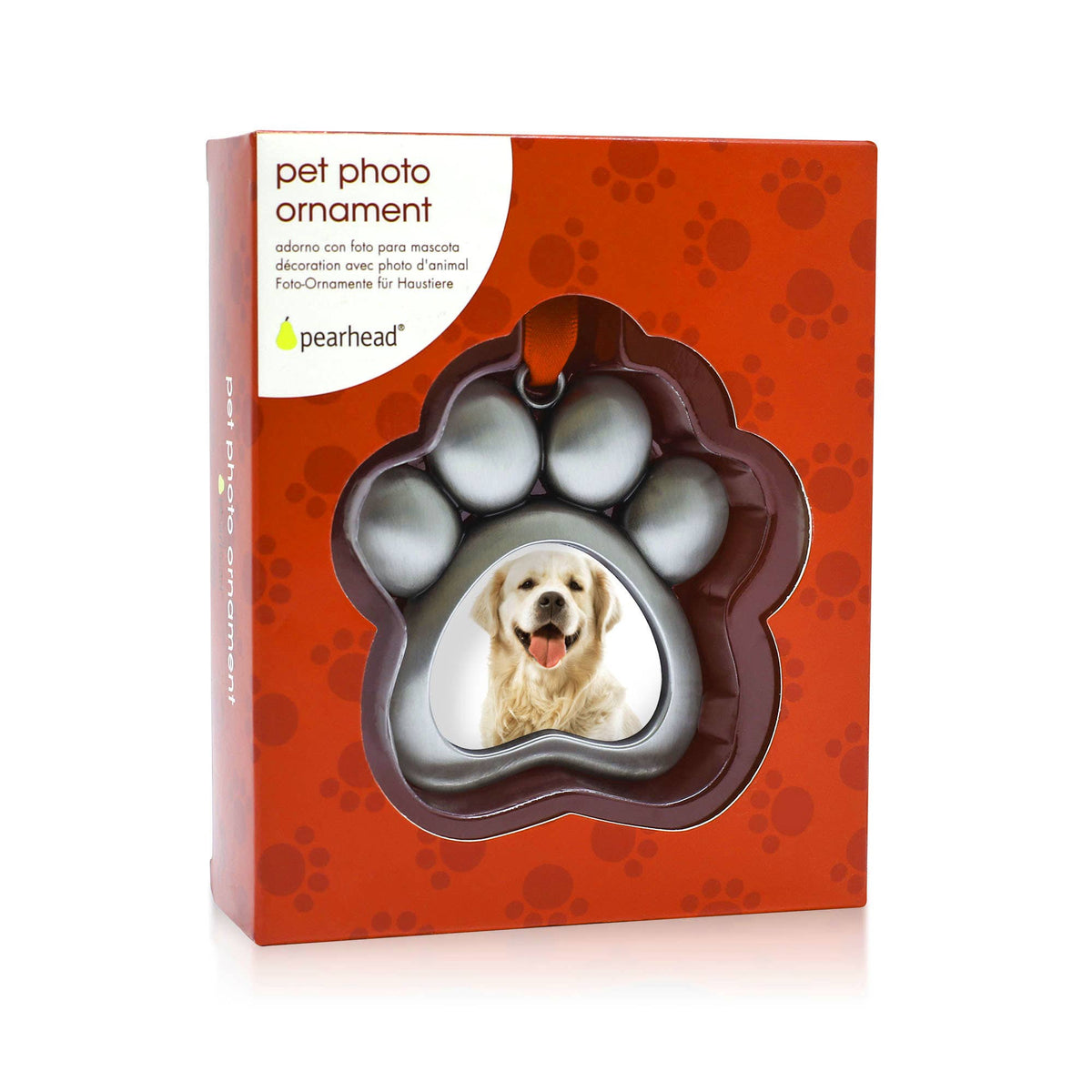 Paw Shaped Pet Silver Christmas Photo Ornament