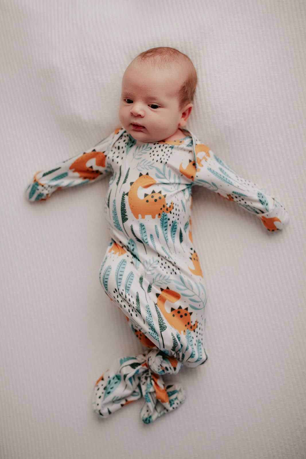 Three Little Tots - Dinosaur Animal Print Zoo Knotted Gown — alternate product image, view 7