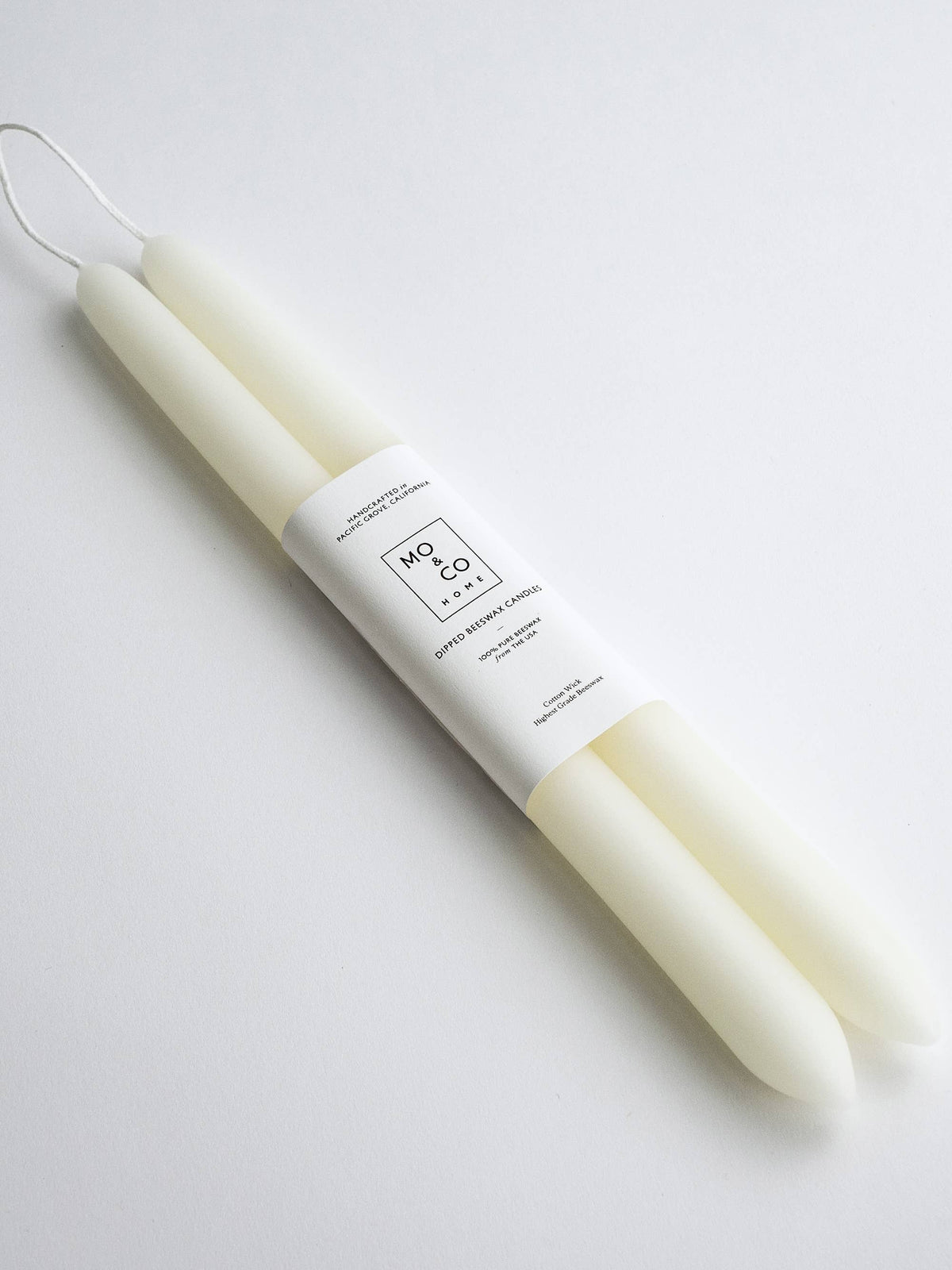 Mo&Co Home - Natural White | Dipped Beeswax Taper Candles | All Natural