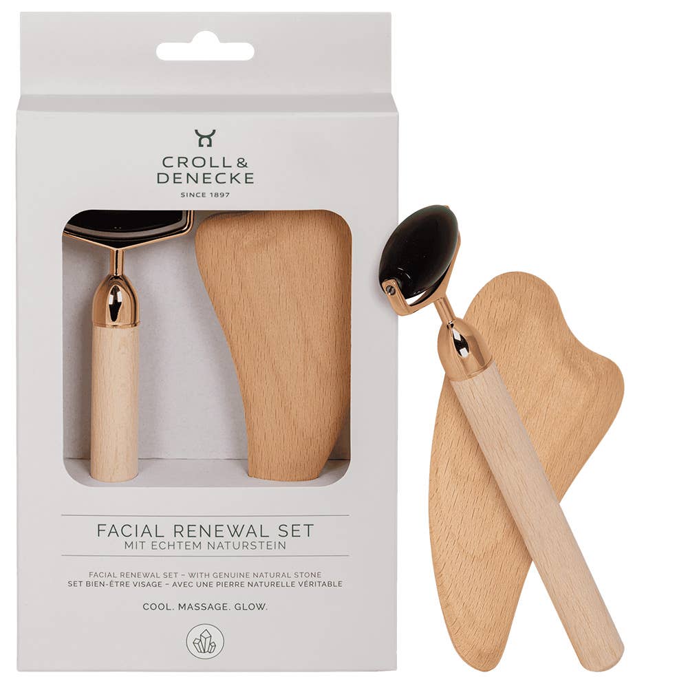 Croll & Denecke - Anti-Aging, Obsidian Roller & Gua Sha, Facial Renewal Set