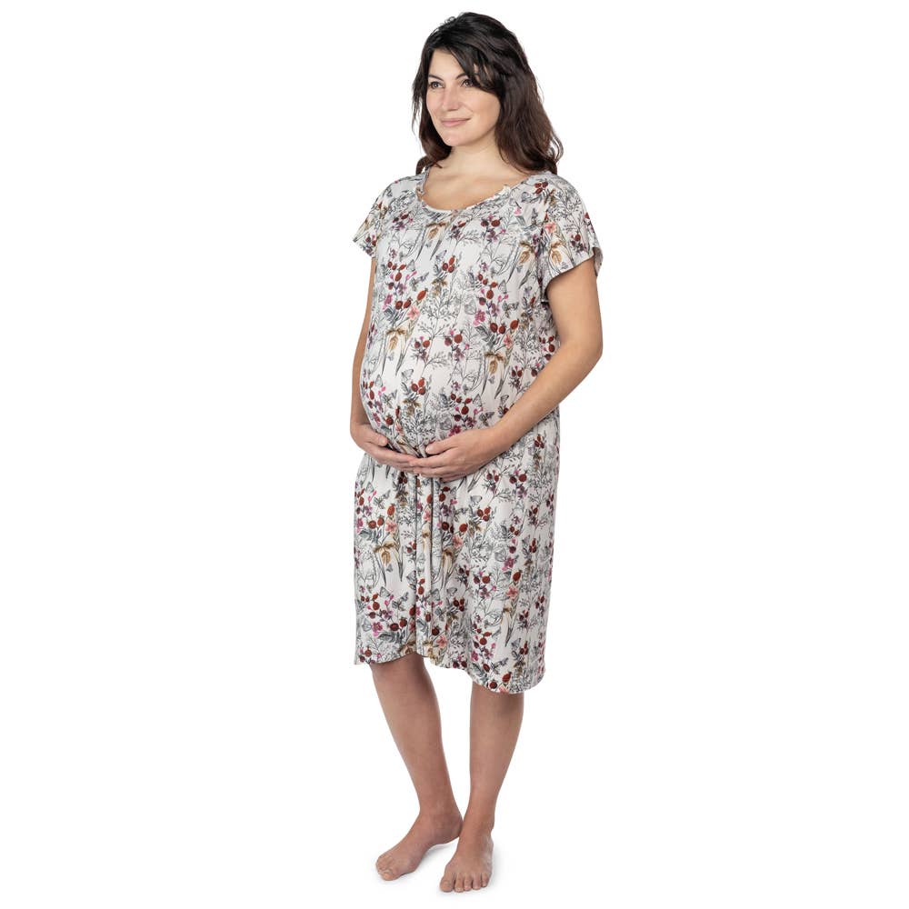 Three Little Tots - Floral Mommy Labor and Delivery/ Nursing Gown — alternate product image, view 2