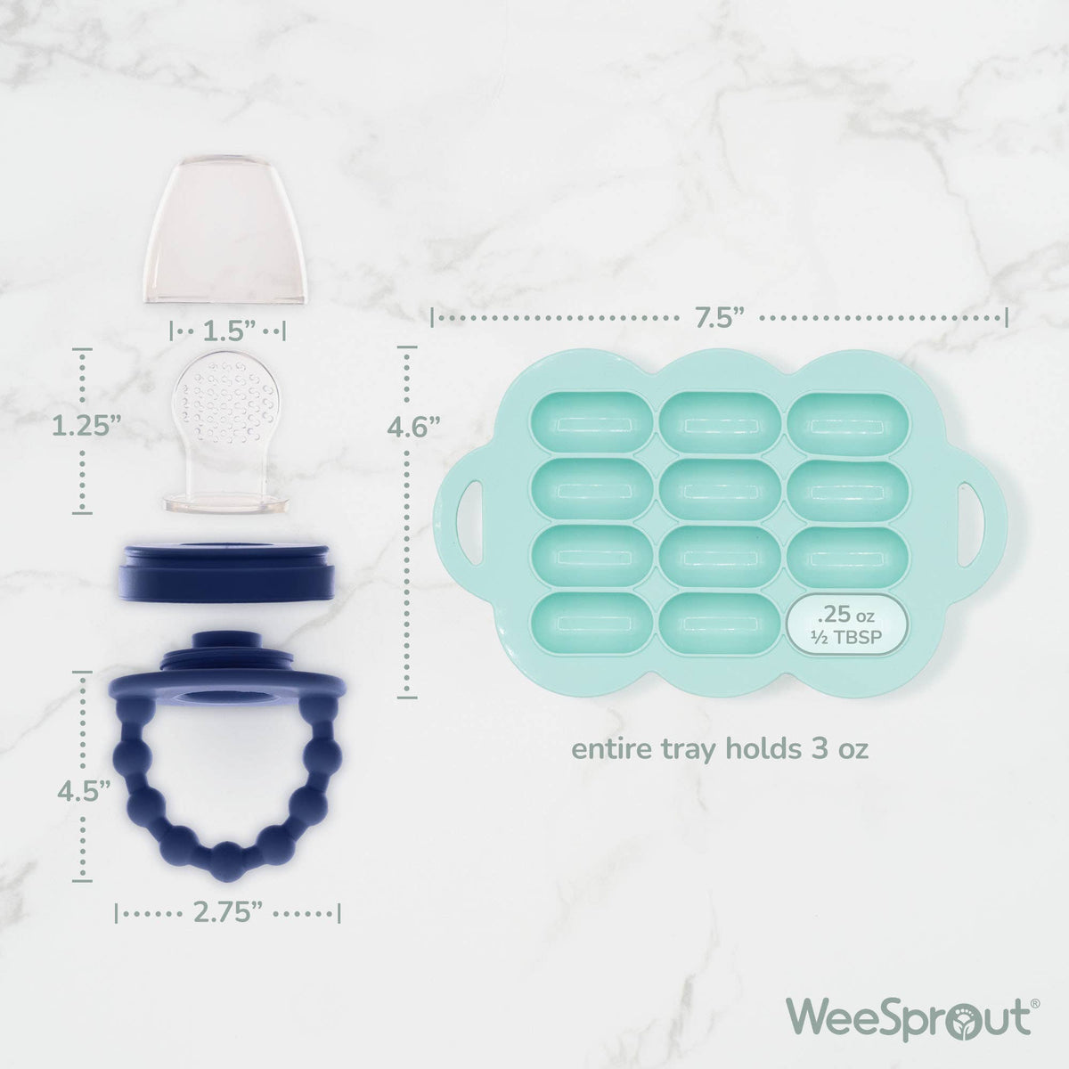 WeeSprout - Silicone Baby Food Feeder Set with Freezer Tray – 2 Pack — alternate product image, view 9