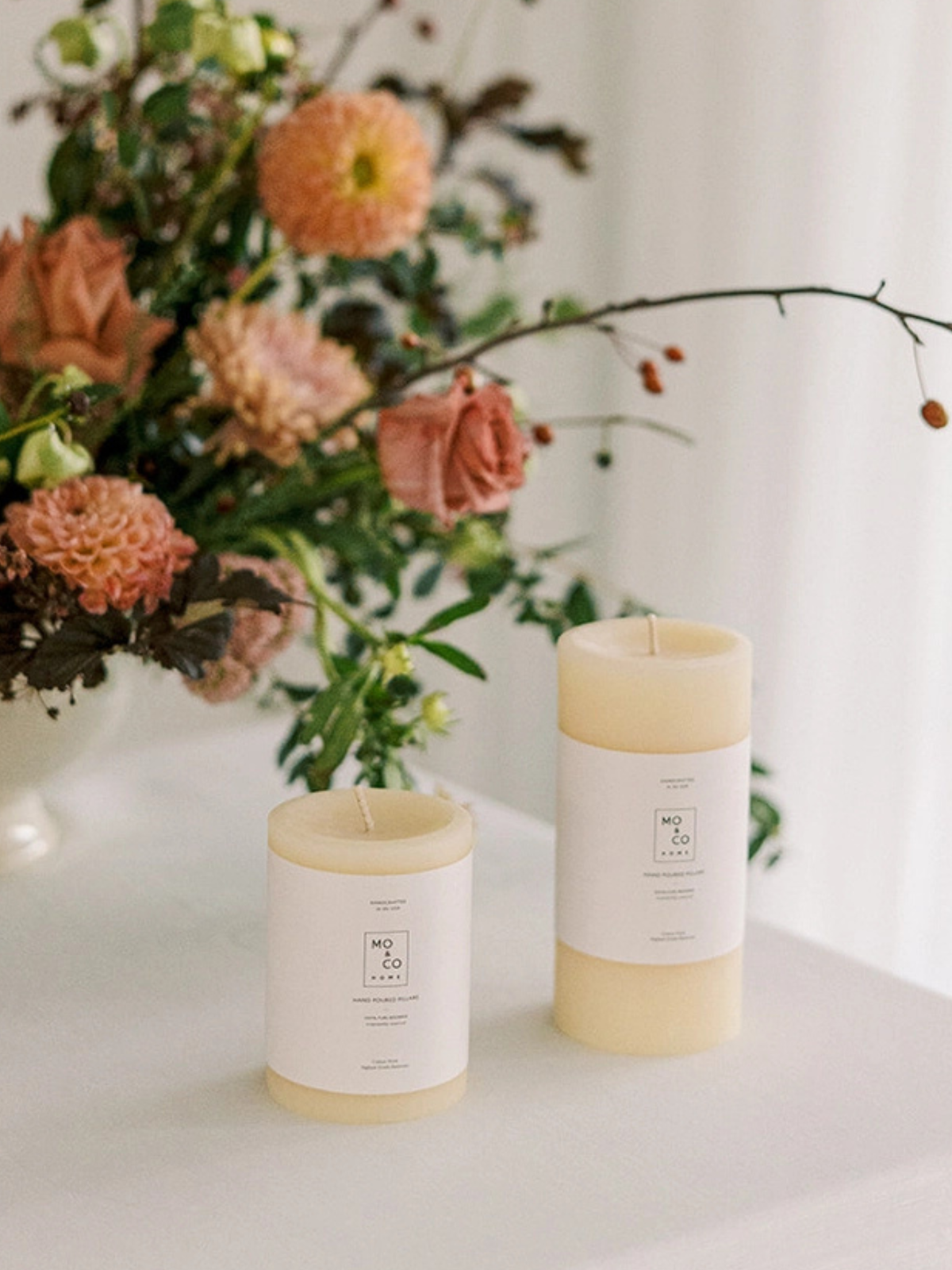 Mo&Co Home - Natural White | 100% Beeswax Pillar Candle | All Natural, Handmade