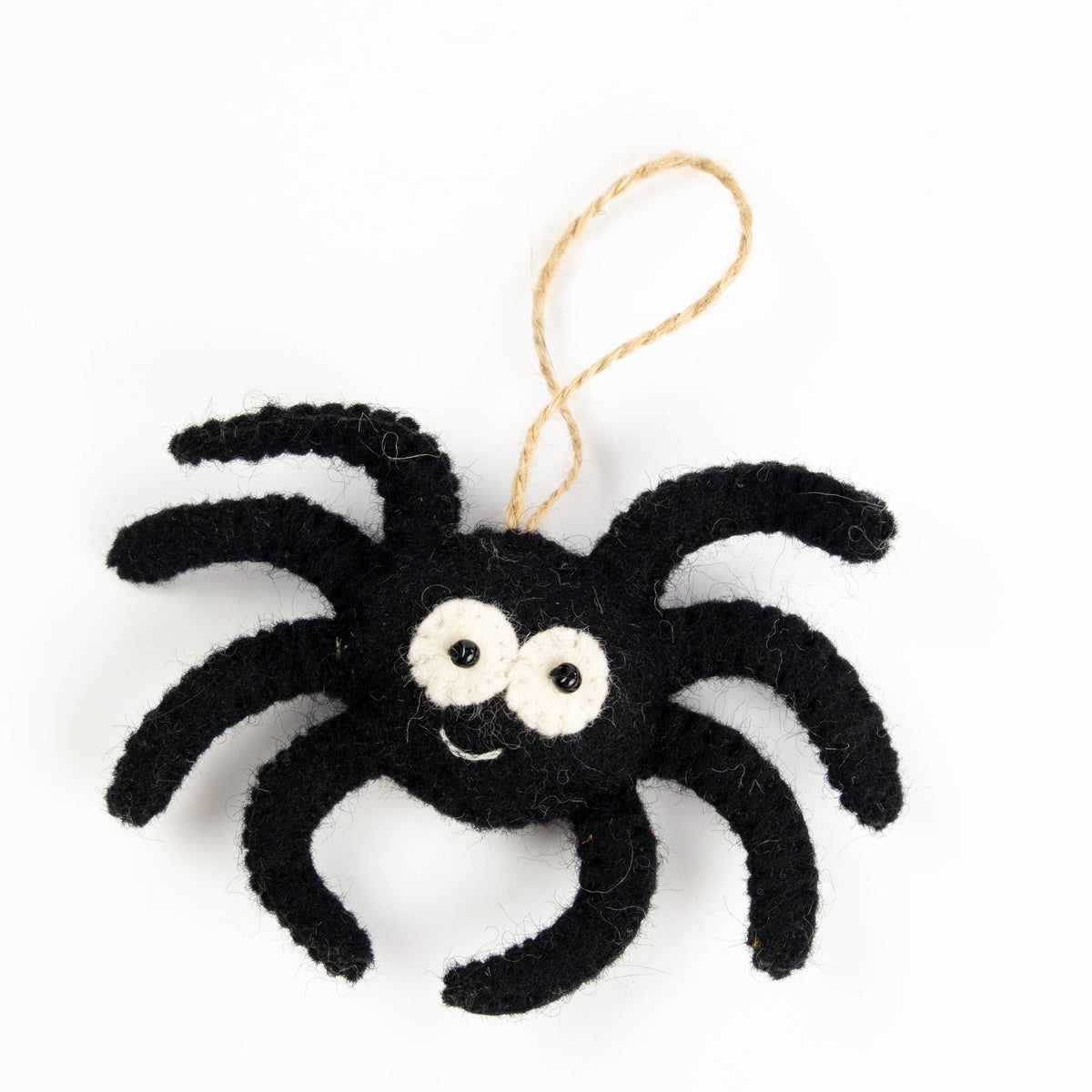The Winding Road - Ornament - Halloween Decor - Spider — black felt spider Halloween hanging ornament