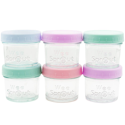 WeeSprout - Glass Baby Food Storage Jars with Plastic Lids – Set of 6