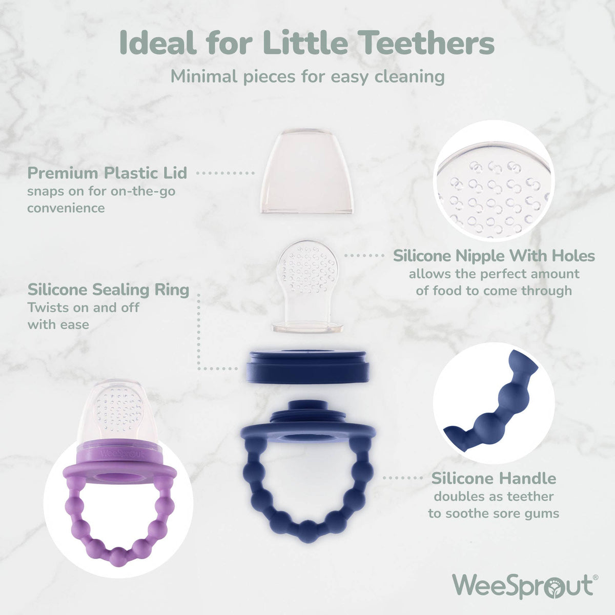 WeeSprout - Silicone Baby Food Feeder Set with Freezer Tray – 2 Pack — alternate product image, view 10
