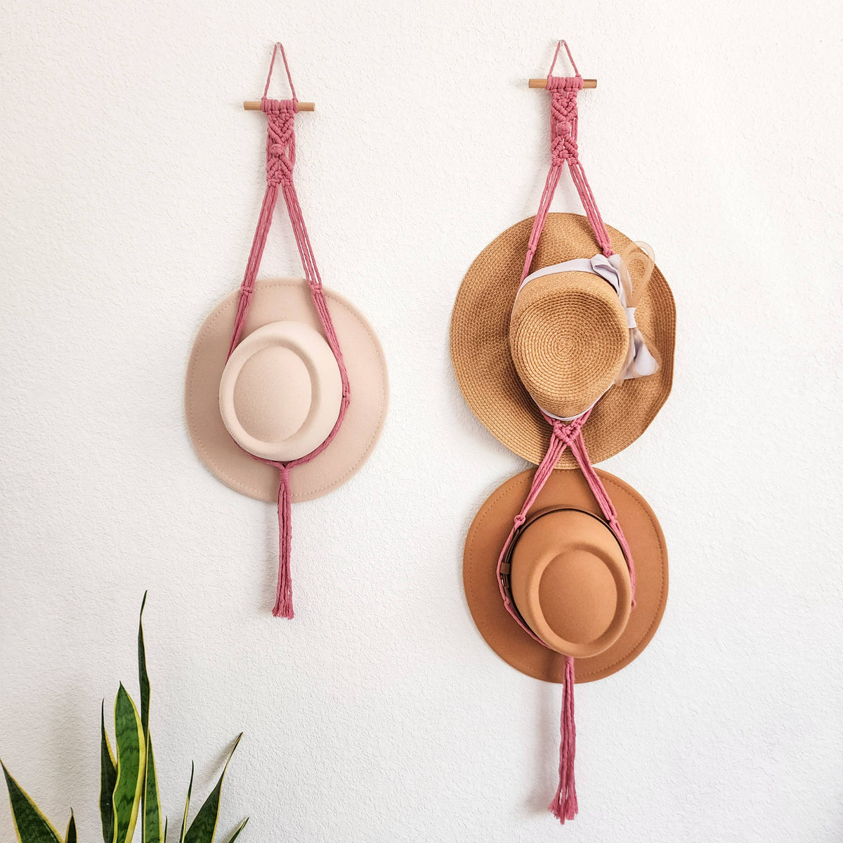 Handmade By Uruba - Macrame Hat Hanger, Wall Mounted Hat Display and Organizer — alternate product image, view 3