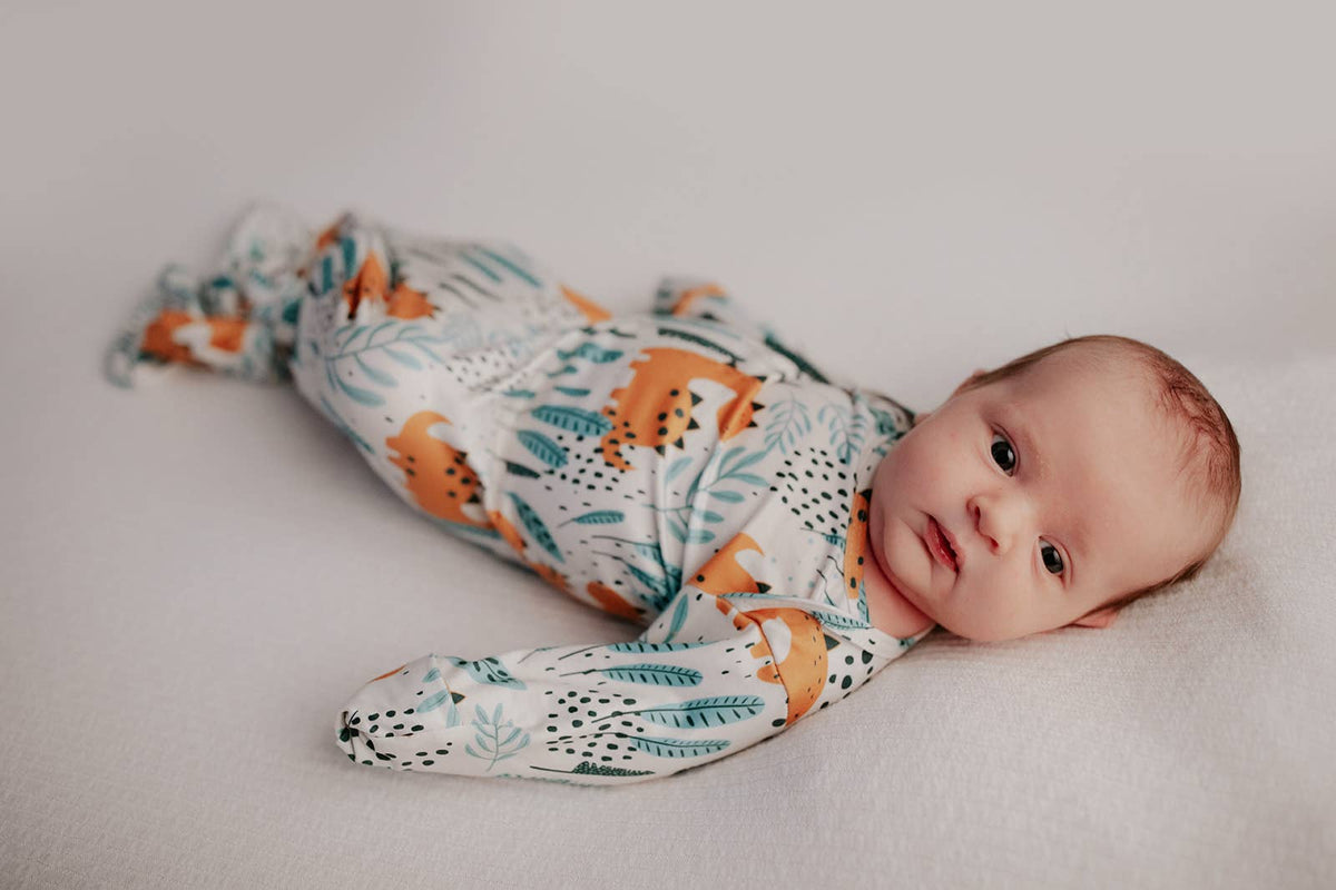 Three Little Tots - Dinosaur Animal Print Zoo Knotted Gown — alternate product image, view 10