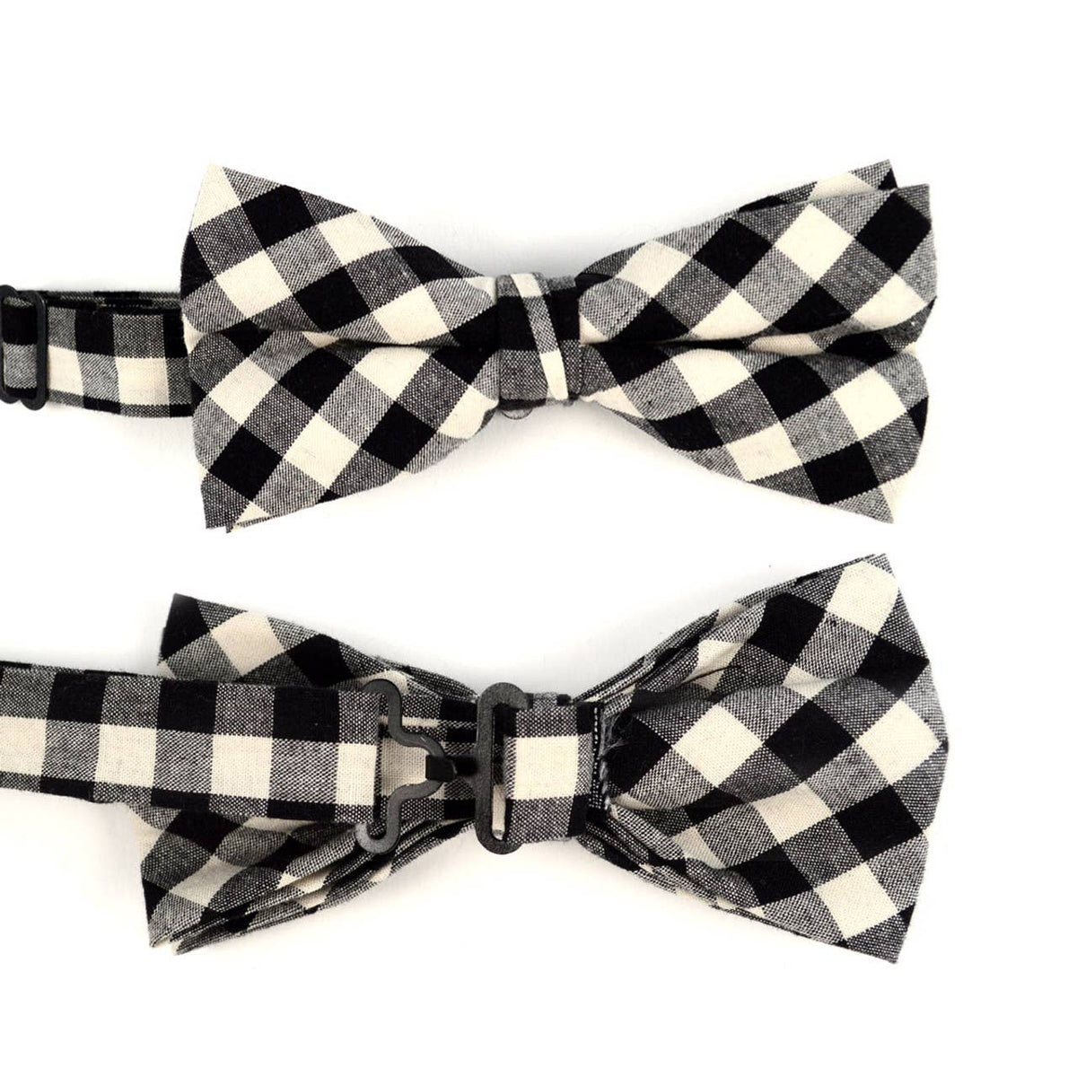 Selini New York - Men's Black Plaid Cotton Bow Tie & Matching Pocket Square — alternate product image, view 5