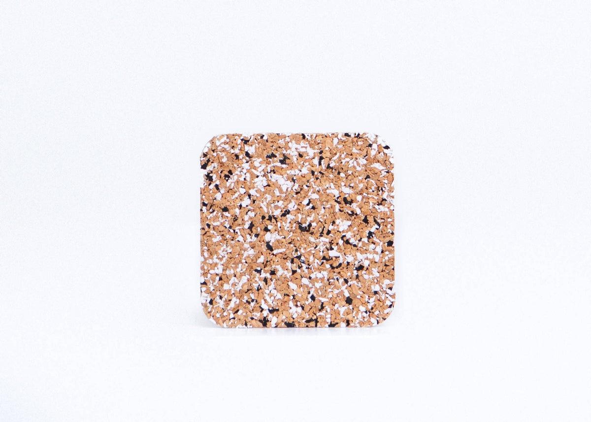 KORK & Inspired by KORK - Set of 4 Cork Coasters--Recycled Flip Flops w/cork--Black & White