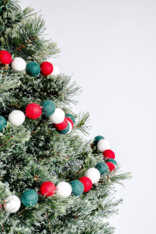 Nivas - Guirnalda de fieltro con bolas de Navidad