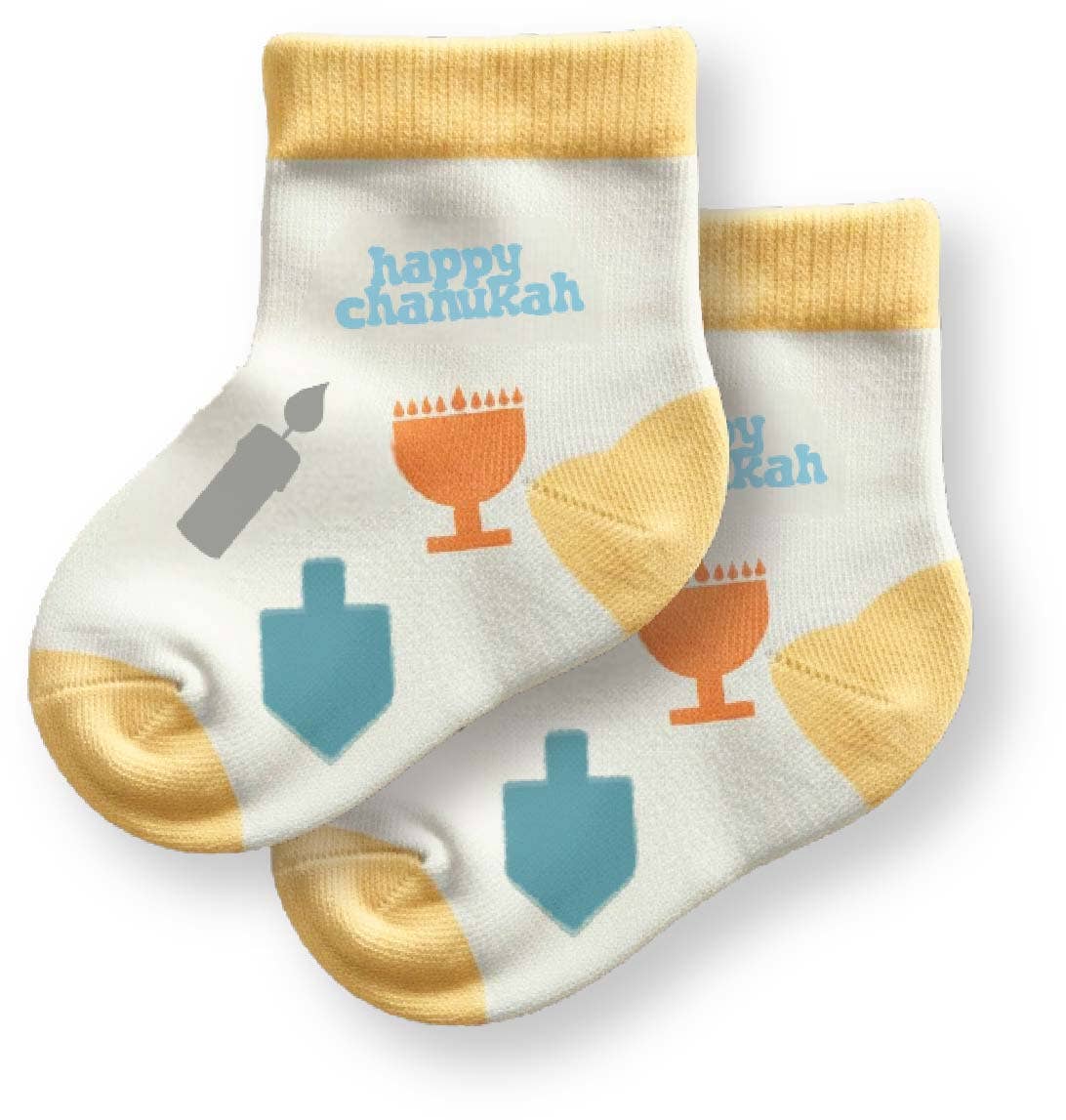 Ner Mitzvah - Chanukah Toddler Socks - White