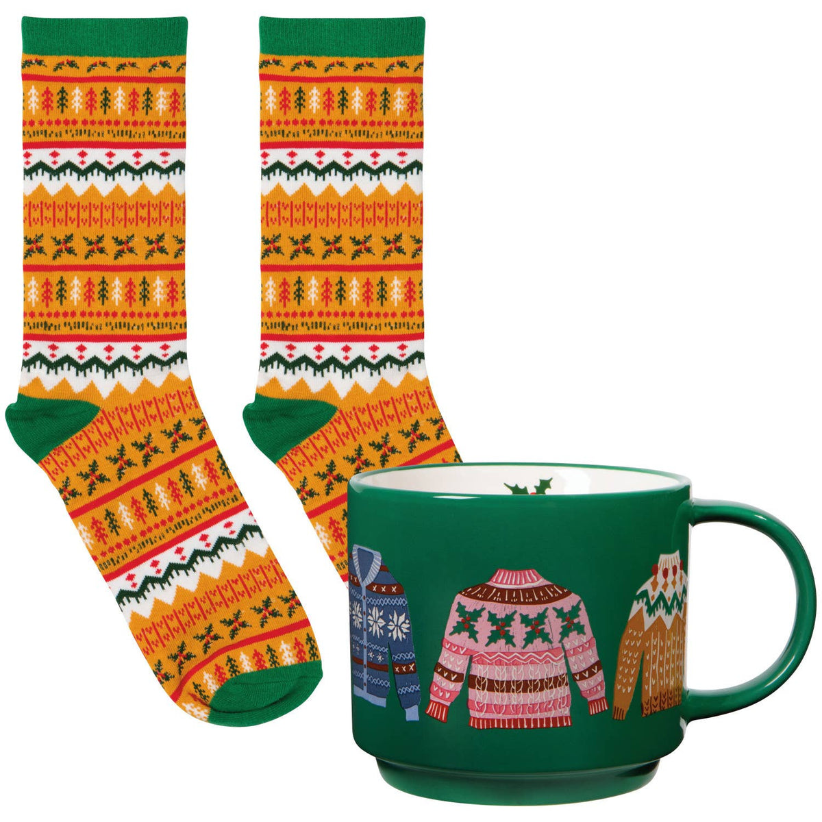Danica Jubilee - Juego de taza y calcetines Merry Knitmas