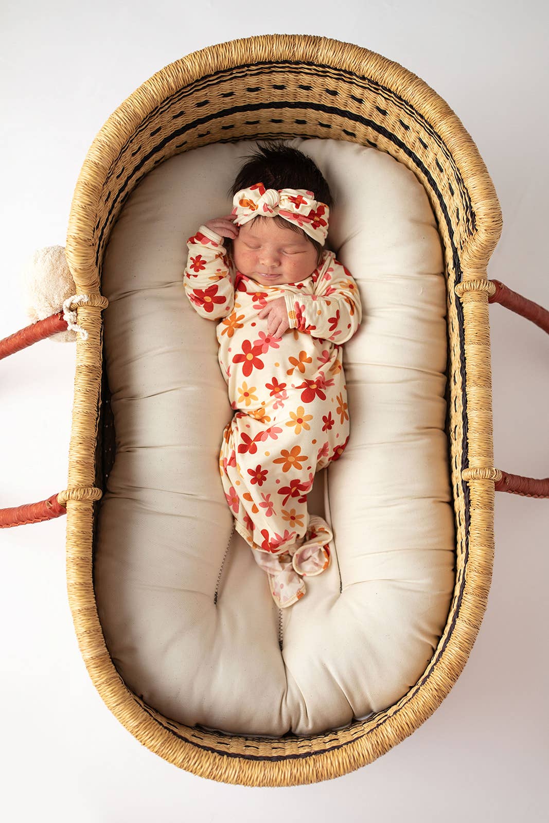 Three Little Tots - 70s Groovy Flower Knotted Newborn Baby Gown
