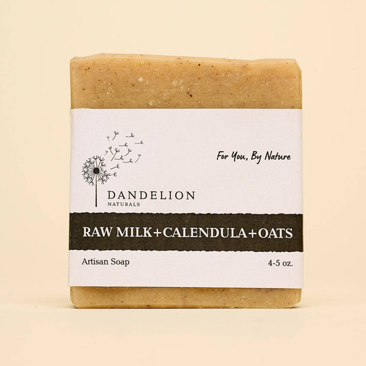 Dandelion Naturals - Jabón en barra de leche cruda, caléndula y avena | Jabón en barra sin perfume