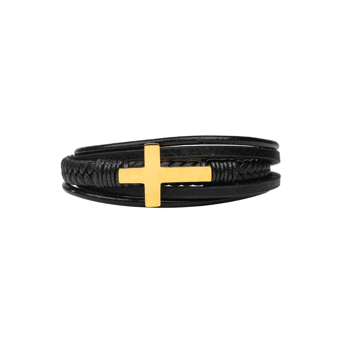 Mad Man - Stanford Collection Cross | Men's Leather Steel Bracelet