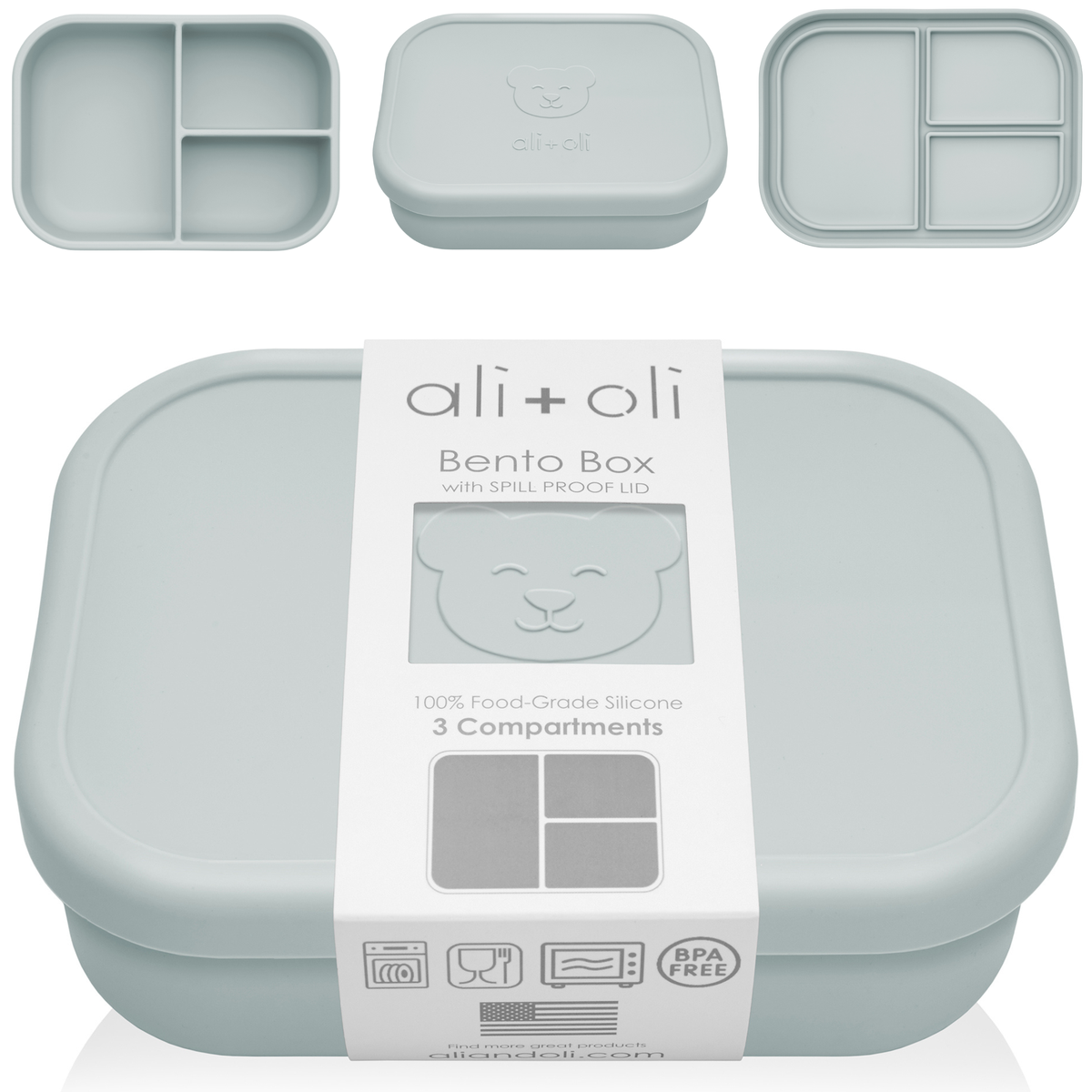 Ali+Oli - Ali+Oli Leakproof Silicone Bento Box (Blue) Back to School