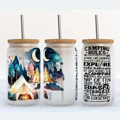 Reglas de campamento - Vaso Libbey esmerilado de 16oz