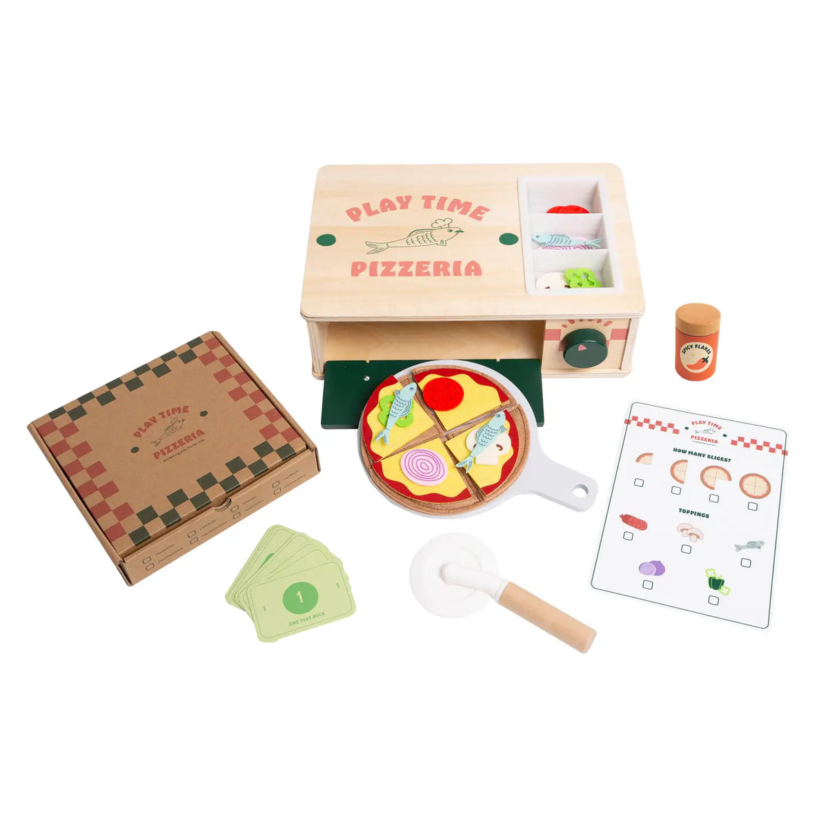 Wooden Pizza Oven Set - Pretend Play Kitchen Toy Ages 3+