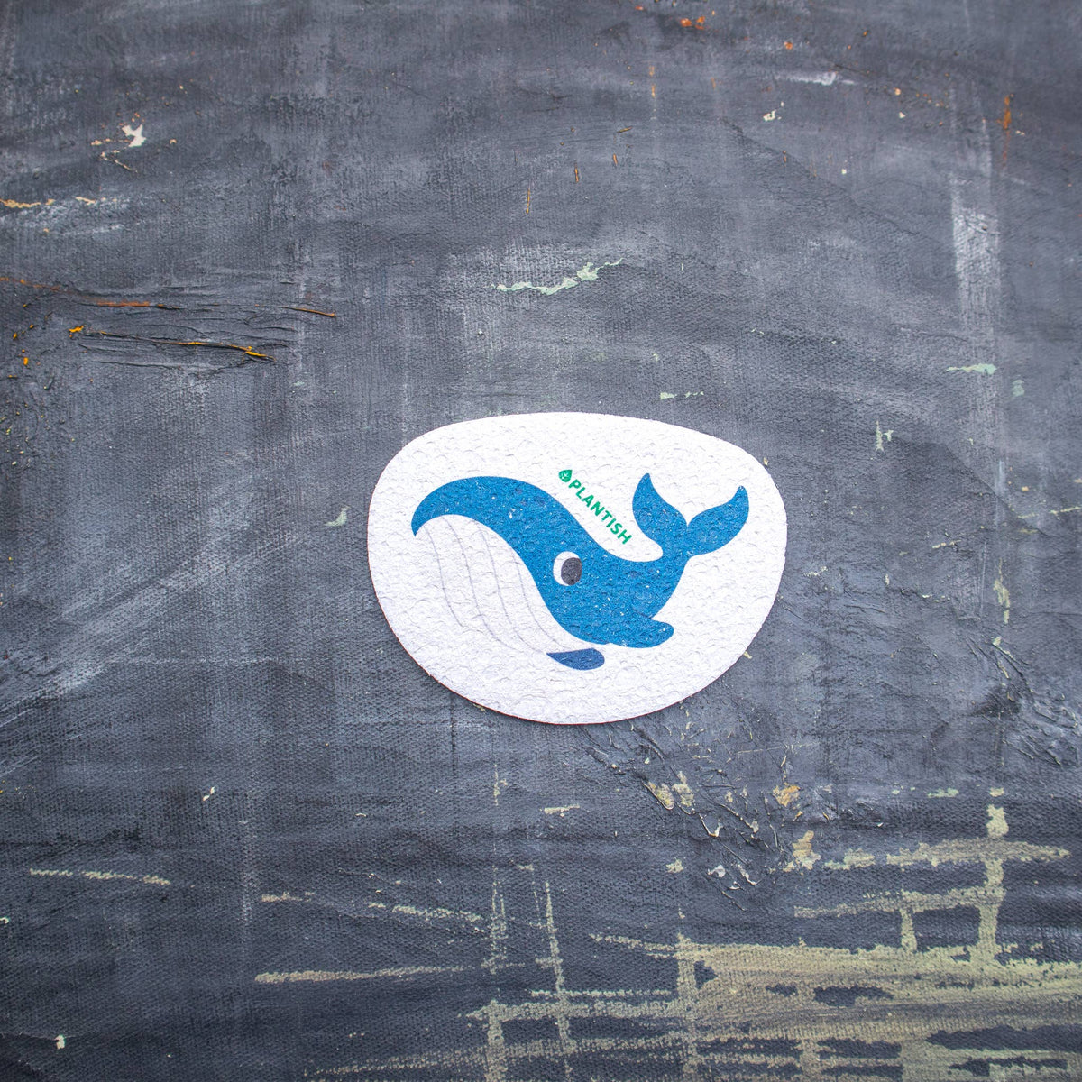 Zero-waste, plastic-free Plantish cellulose pop-up sponge with a blue whale illustration