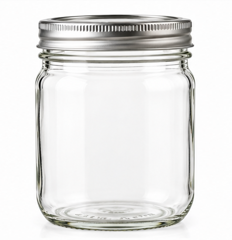 Everyday Supply Co empty 16-ounce wide-mouth glass preserving jar on plain white