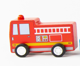 Jack Rabbit Creations Wooden Toy Cars - red wooden fire engine close-up