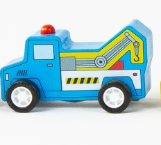 Jack Rabbit Creations Wooden Toy Cars - blue wooden tow truck